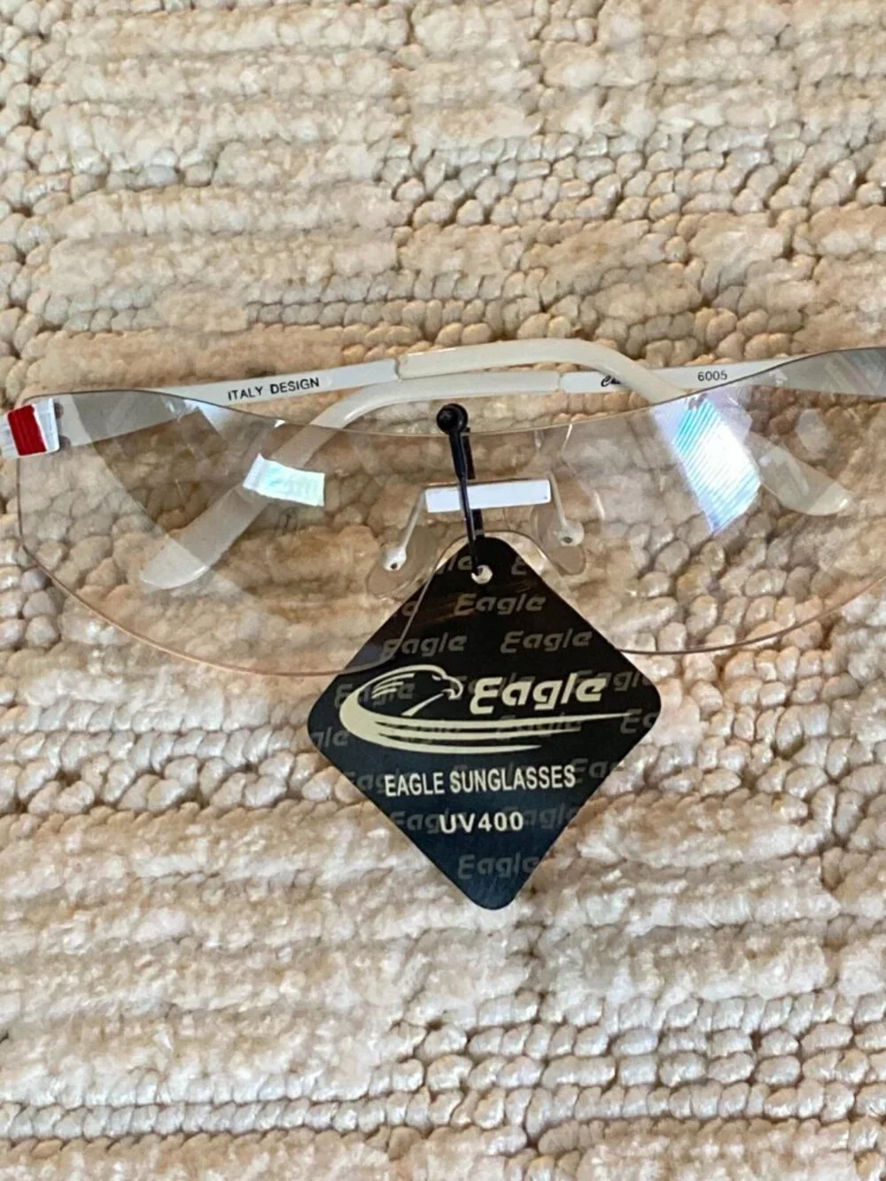 Eagle UV400 Rimless Wraparound Sunglasses – Light Grey Lens | NWT